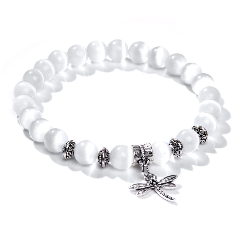 Opalite Bead Charm Bracelet
