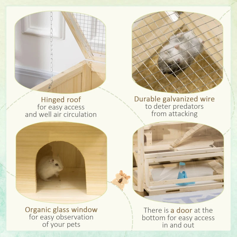 3-Tier Wooden Hamster Habitat