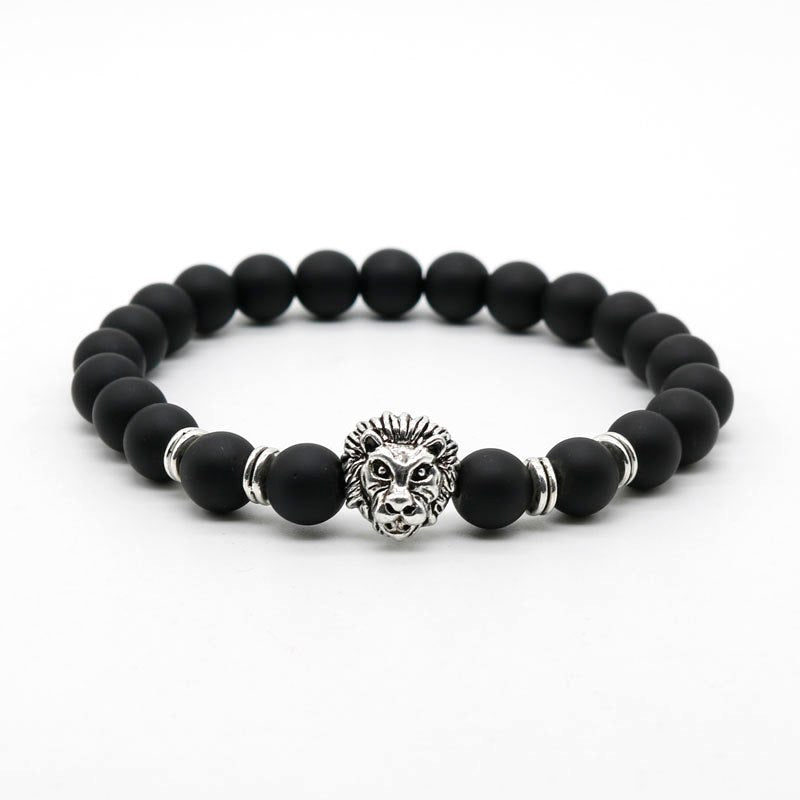 Carved Lion Head Bead Bracelet