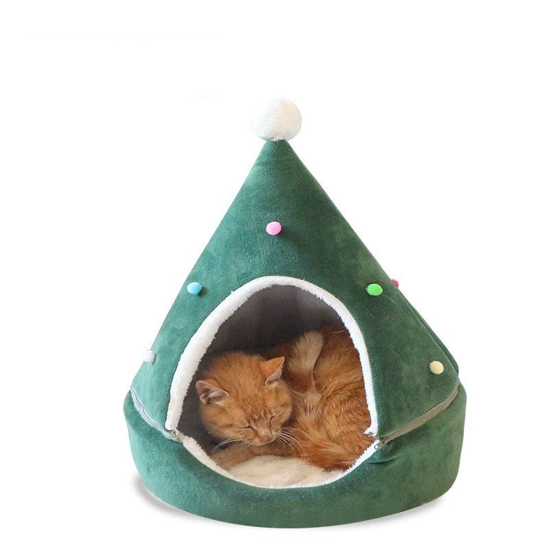 Christmas Tree Cat Cave Bed