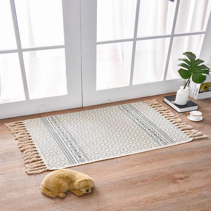 Woven Cotton & Linen Accent Rug