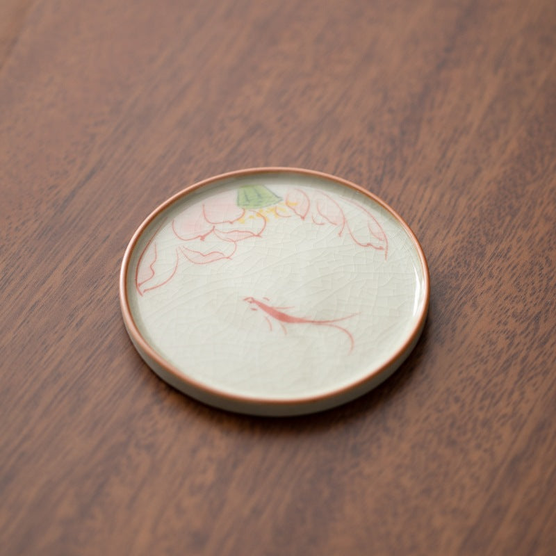 Hand-Painted Lotus Ceramic Coaster