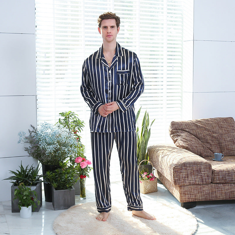 Men's Striped Satin Pajama Set