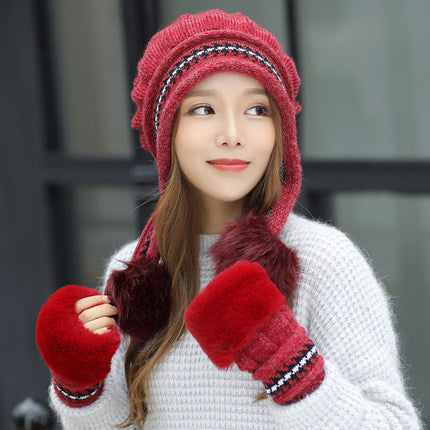 Pom-Pom Earflap Beanie