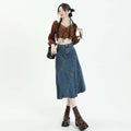 Women's High-Waist Denim Maxi Skirt