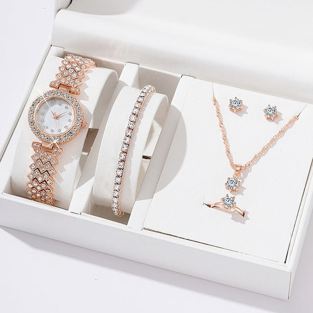 Rhinestone Watch & Jewelry Gift Set