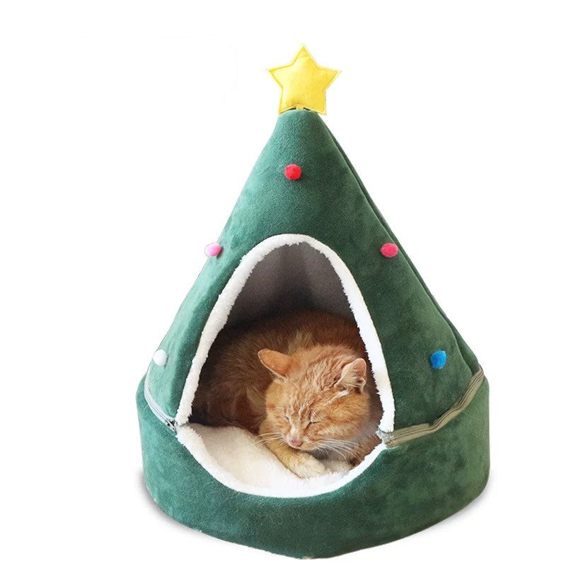 Christmas Tree Cat Cave Bed
