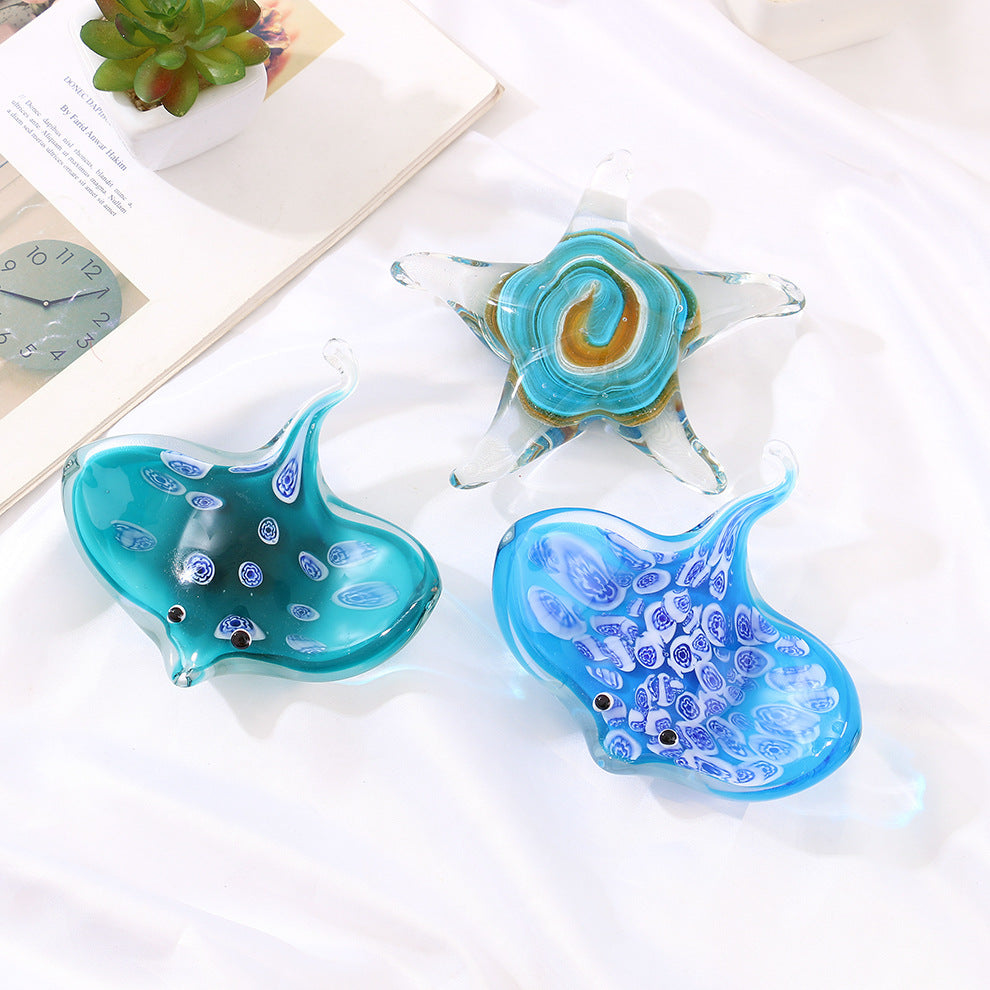 Colored Glass Starfish & Fish Ornament