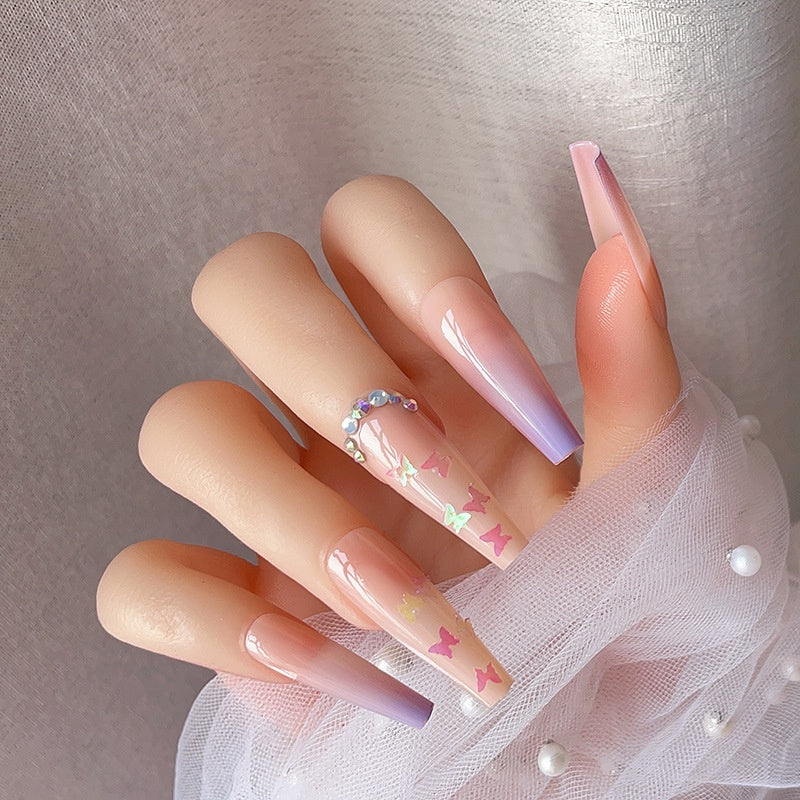 Butterfly Sequin Press-On Nails