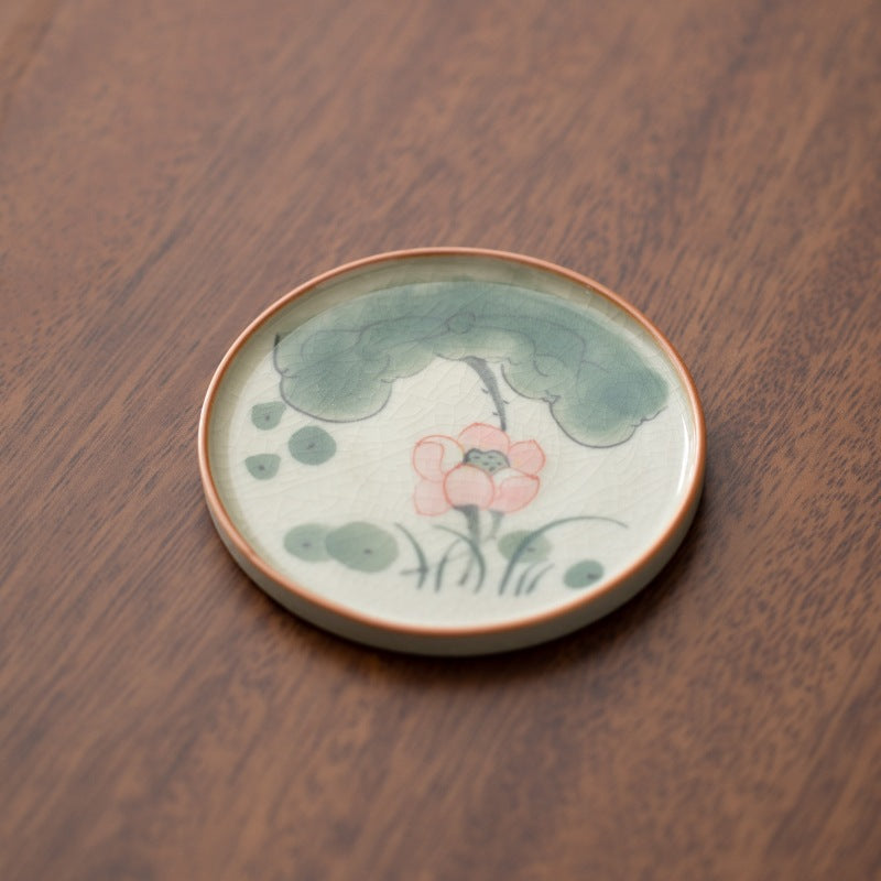 Hand-Painted Lotus Ceramic Coaster