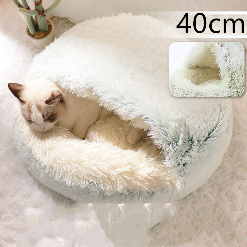 2-in-1 Plush Pet Bed & Cave