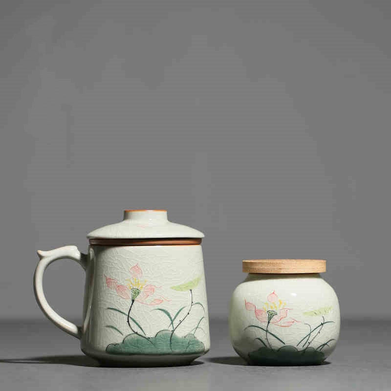 Hand-Painted Lotus Mug
