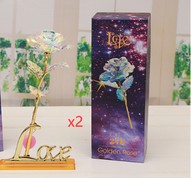 Gold-Foil Rose with Light-Up Stand