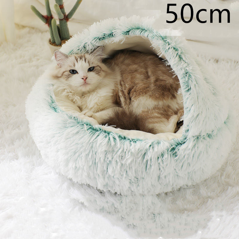 2-in-1 Plush Pet Bed & Cave