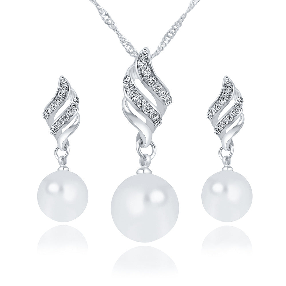 Pearl Stud Necklace & Earring Set