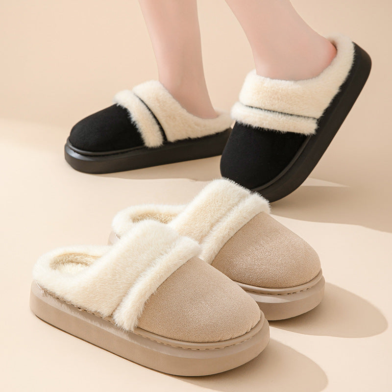 Plush-Lined Suede House Slippers