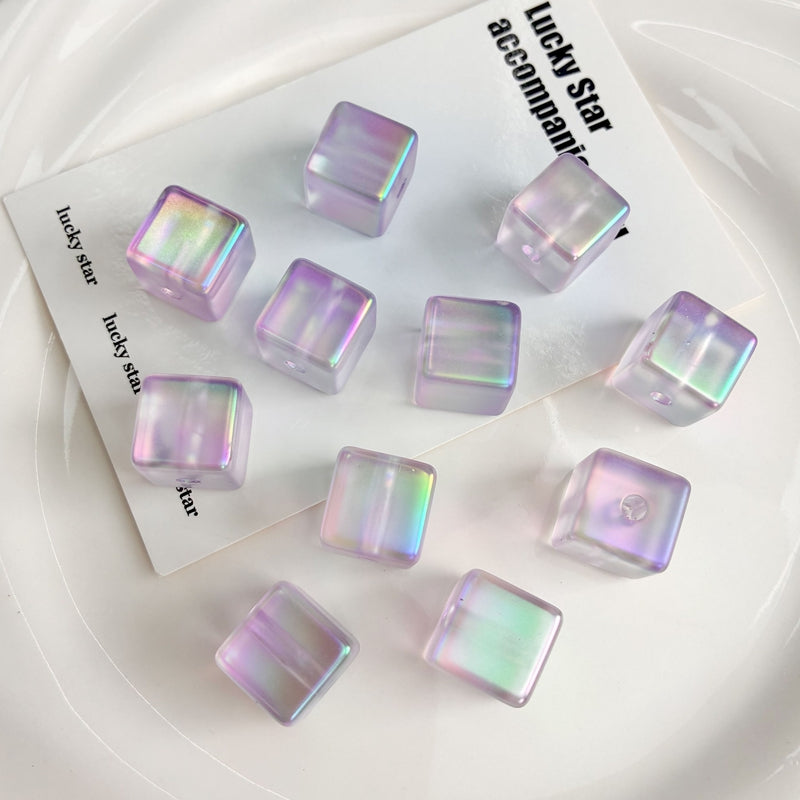 Iridescent Acrylic Cube Beads