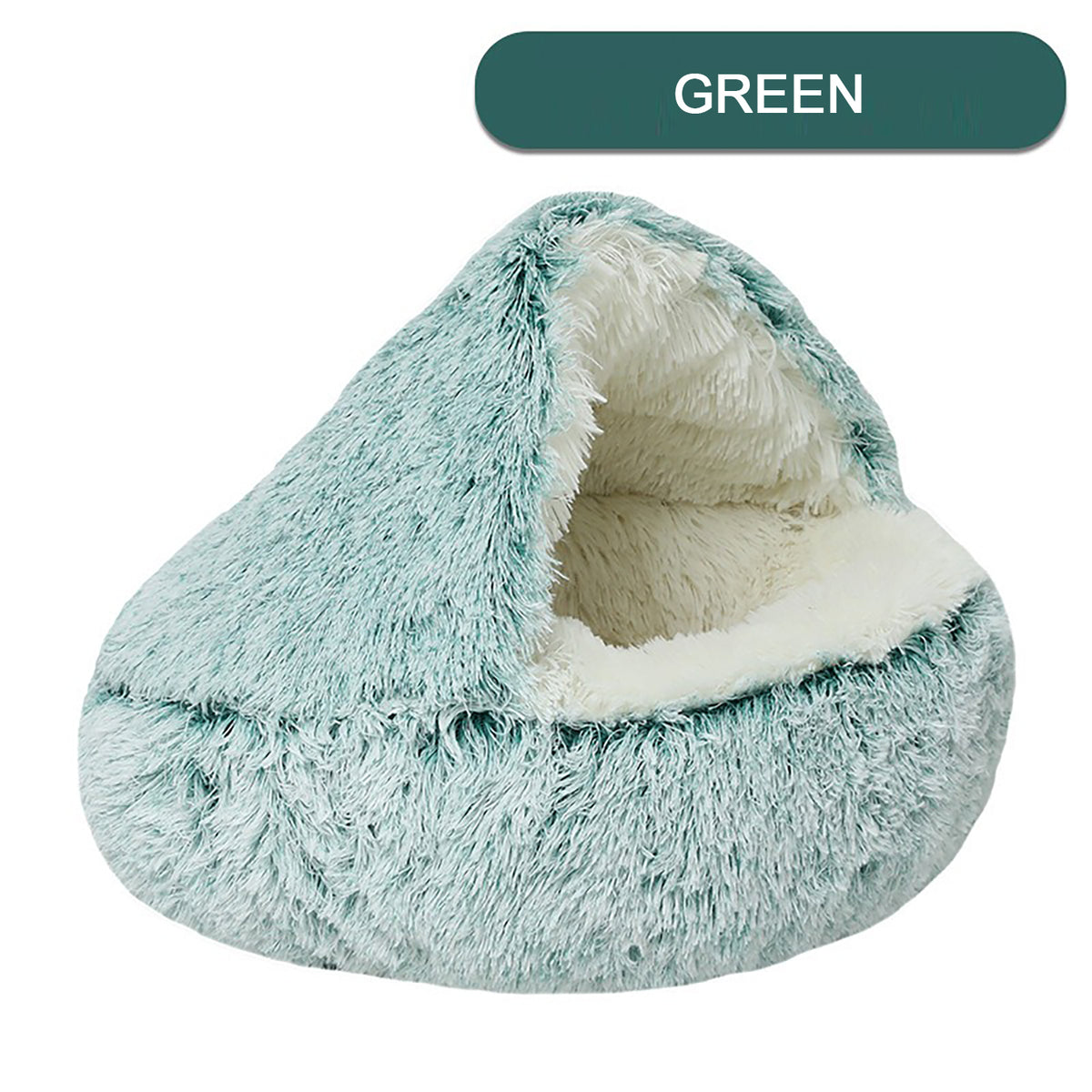 Hooded Plush Donut Cat Bed