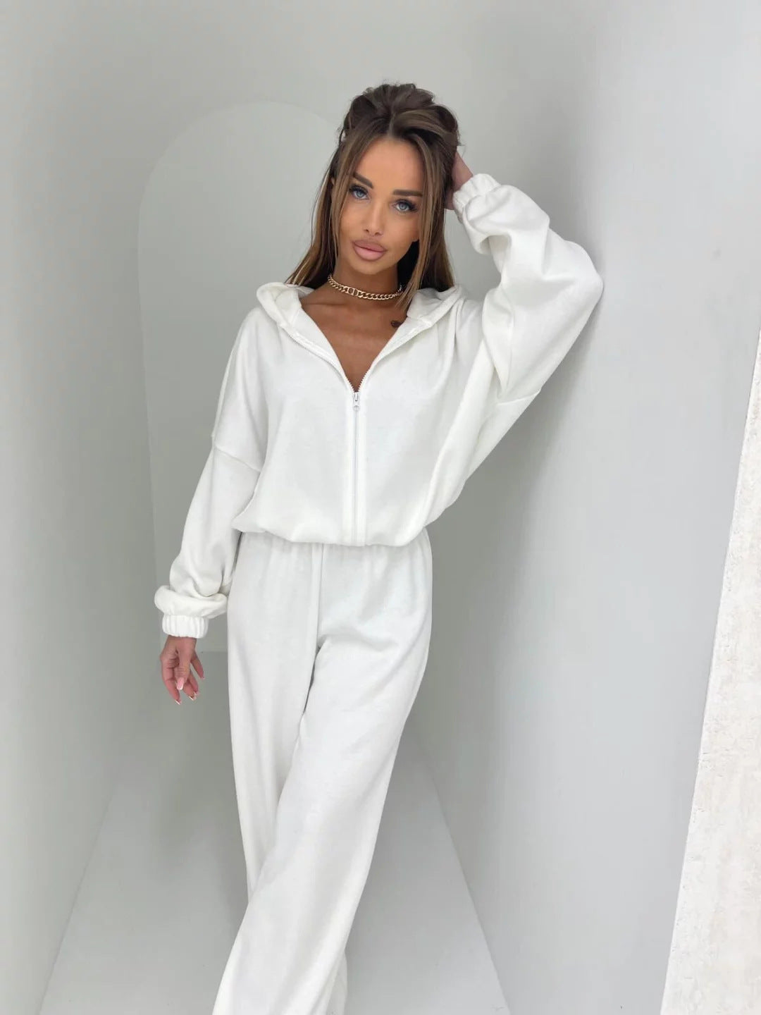 Women's Elastic Pants Two-Piece Set