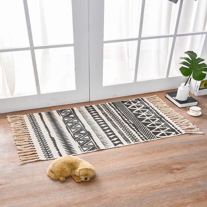 Woven Cotton & Linen Accent Rug