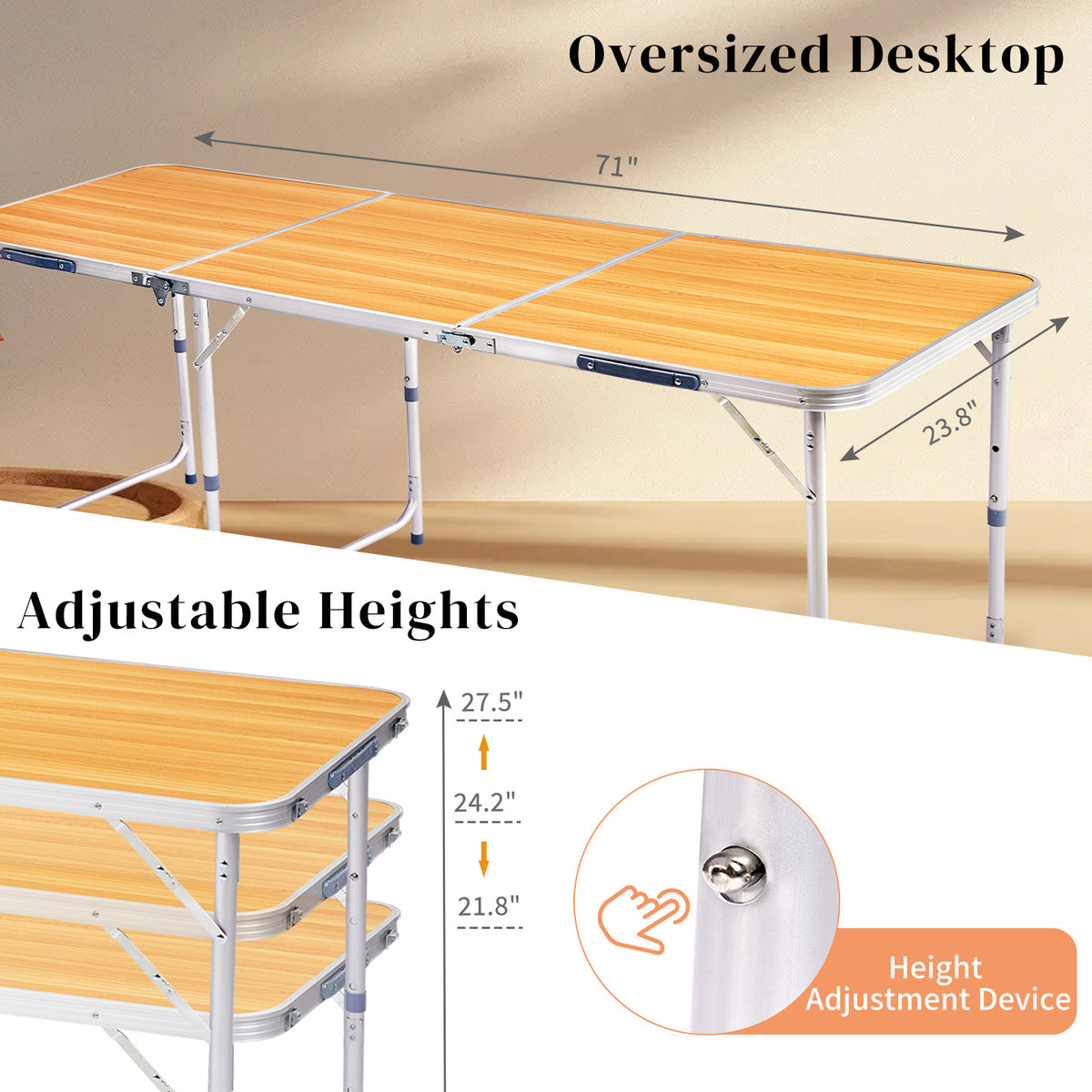 6 ft Folding Aluminum Table