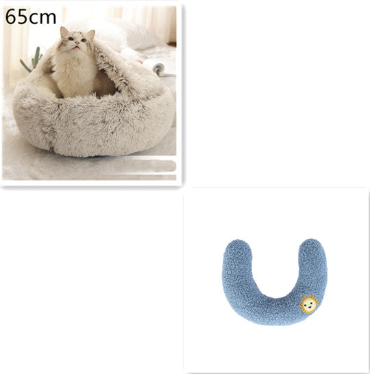 2-in-1 Plush Pet Bed & Cave