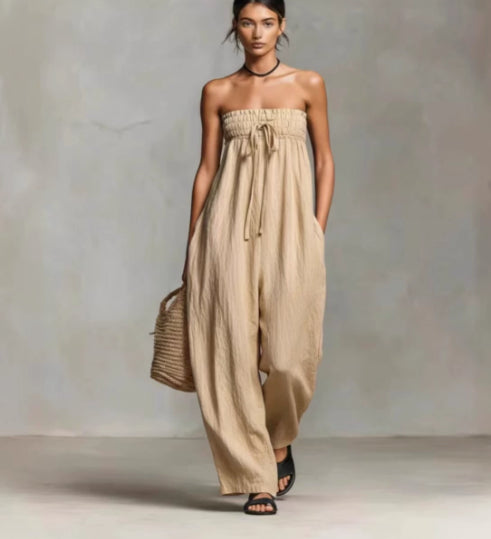 Strapless Ruched Jumpsuit