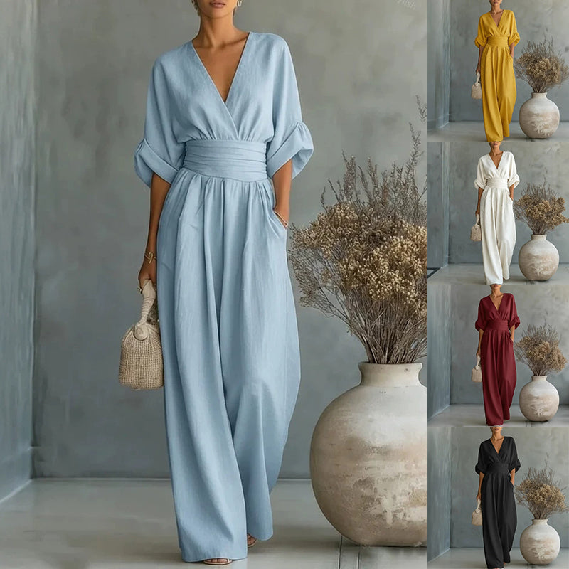 V-Neck Wide-Leg Jumpsuit