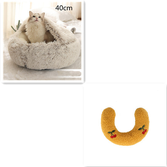 2-in-1 Plush Pet Bed & Cave