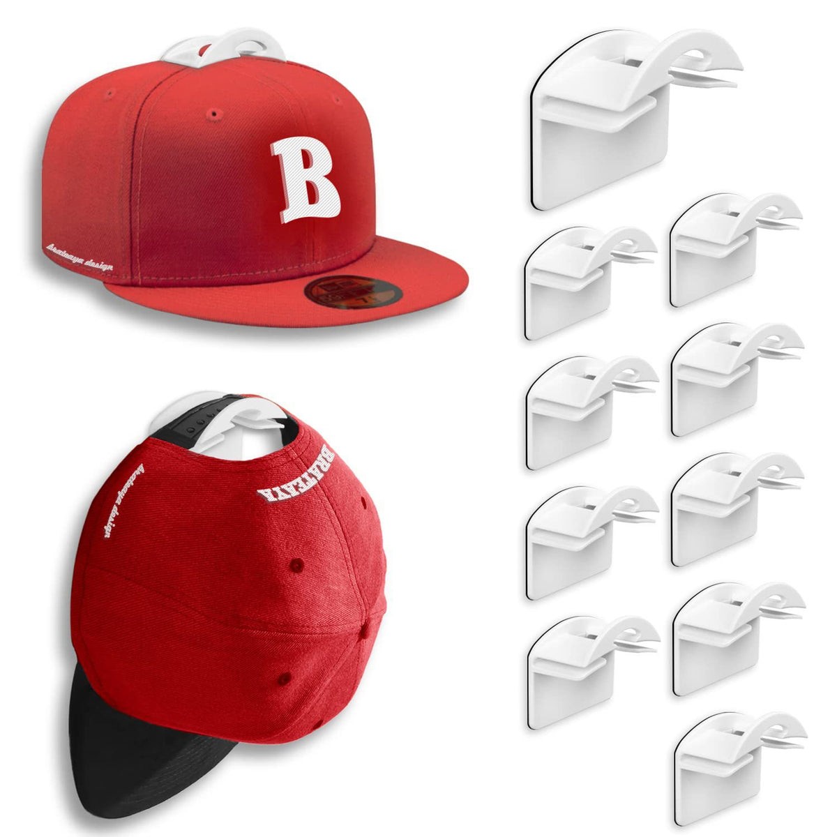 Adhesive Cap Hooks (10 pcs)