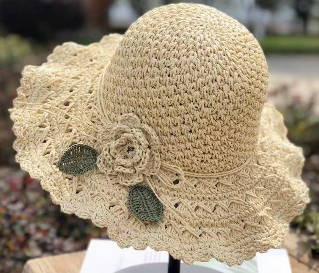 Woven Flower Straw Sun Hat