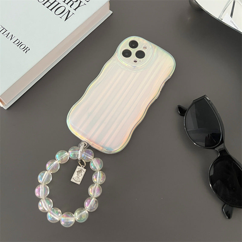Holographic Wave iPhone Case with Bead Strap