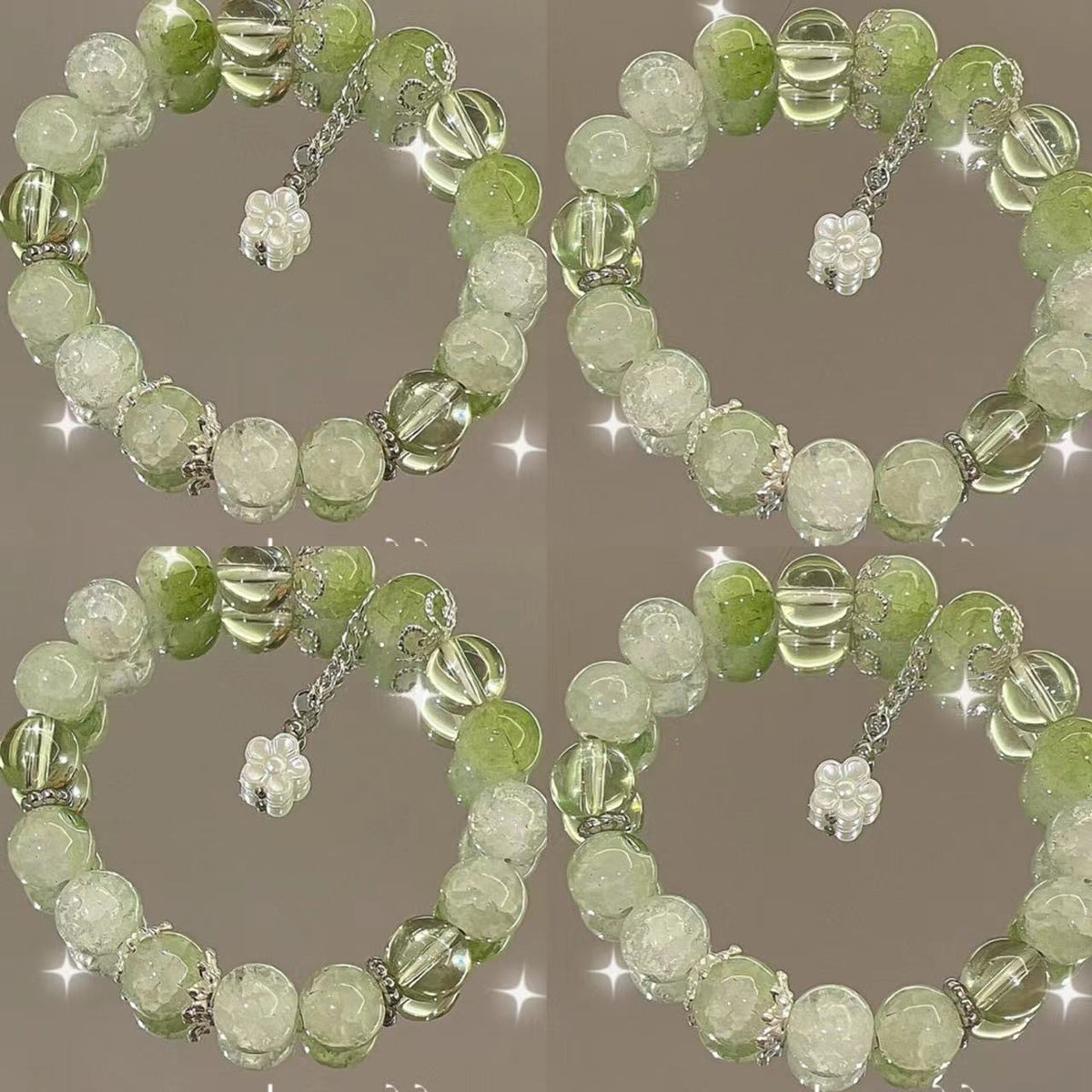 Green Glass Flower Bracelet