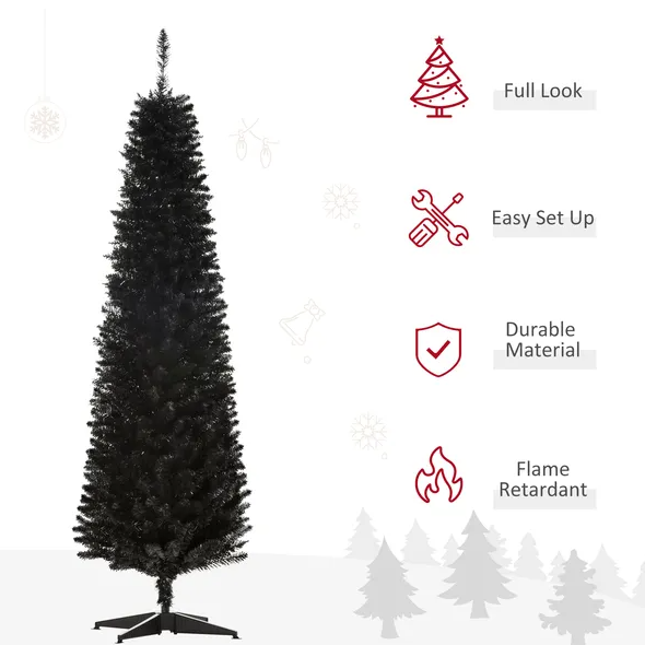 6 ft Black Pencil Christmas Tree