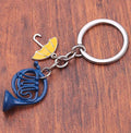 Blue French Horn & Yellow Umbrella Keychain