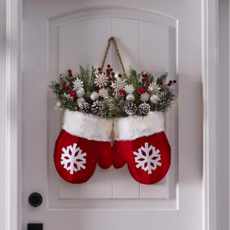 Light-Up Christmas Glove Wreath