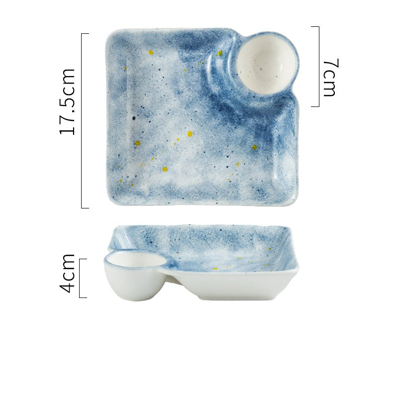 Ceramic Dumpling Plate with Sauce Dish