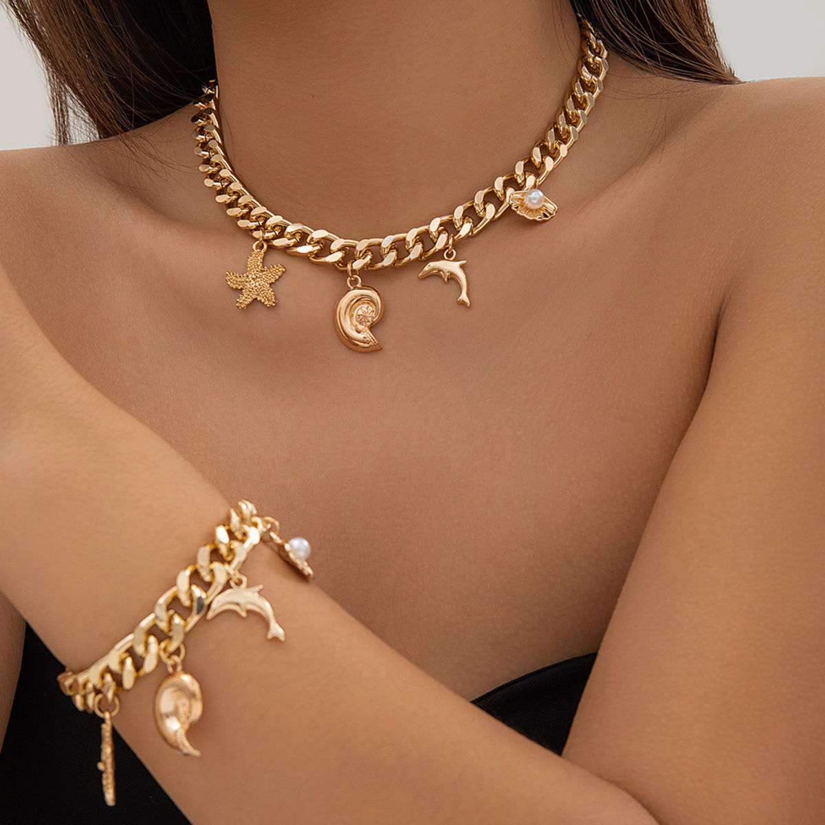 Boho Ocean Charm Choker & Bracelet