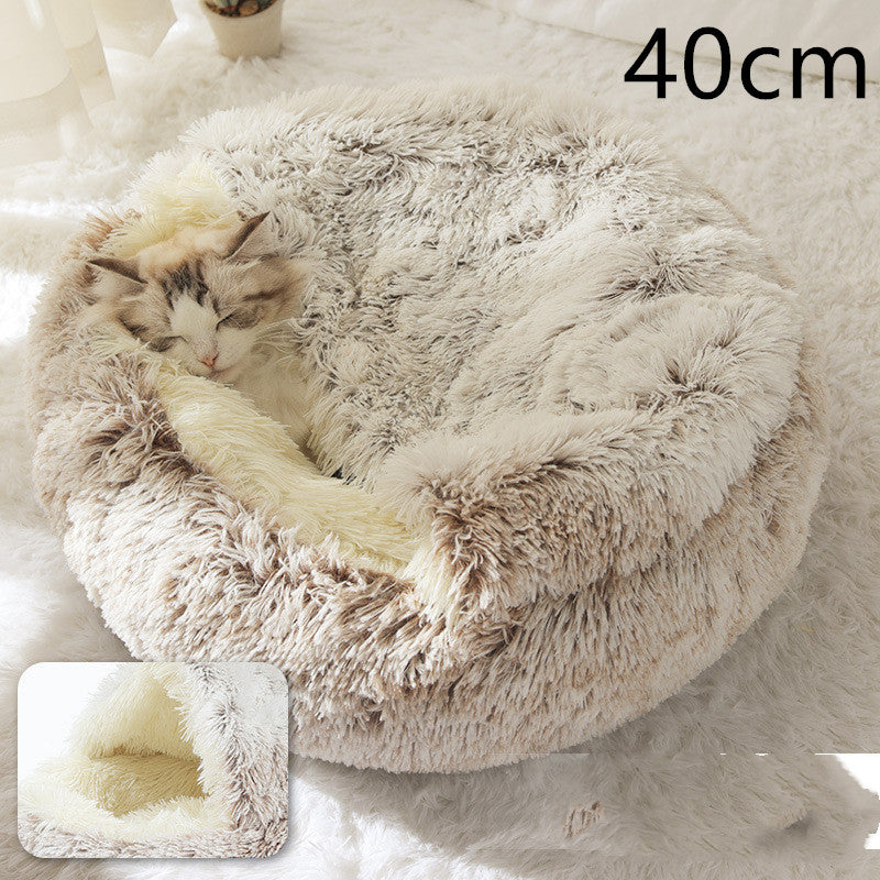 2-in-1 Plush Pet Bed & Cave