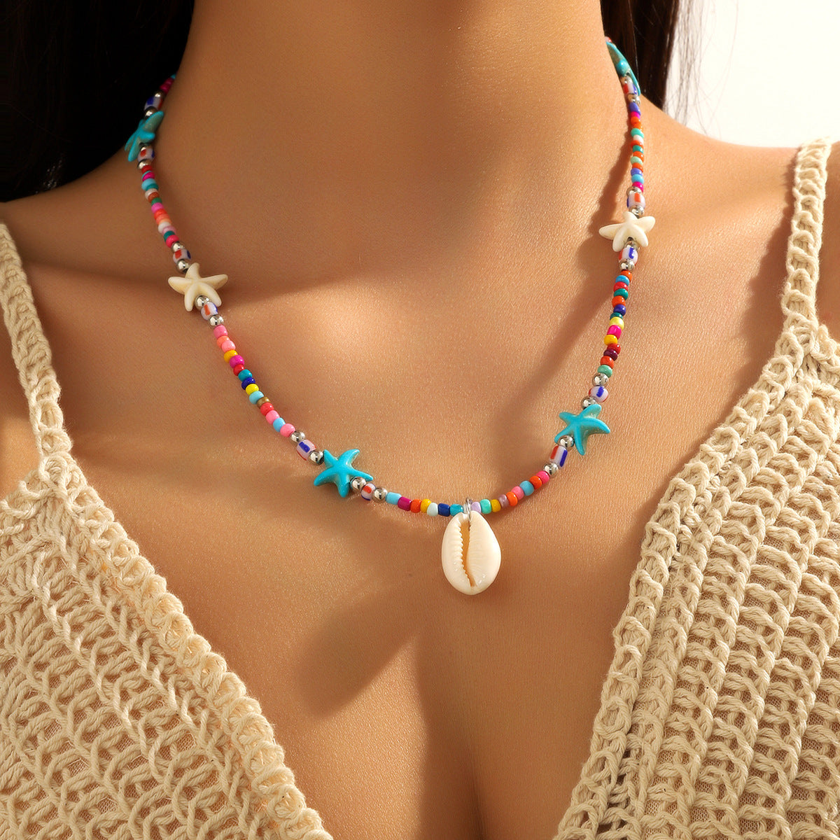 Beach Shell Beaded Necklace