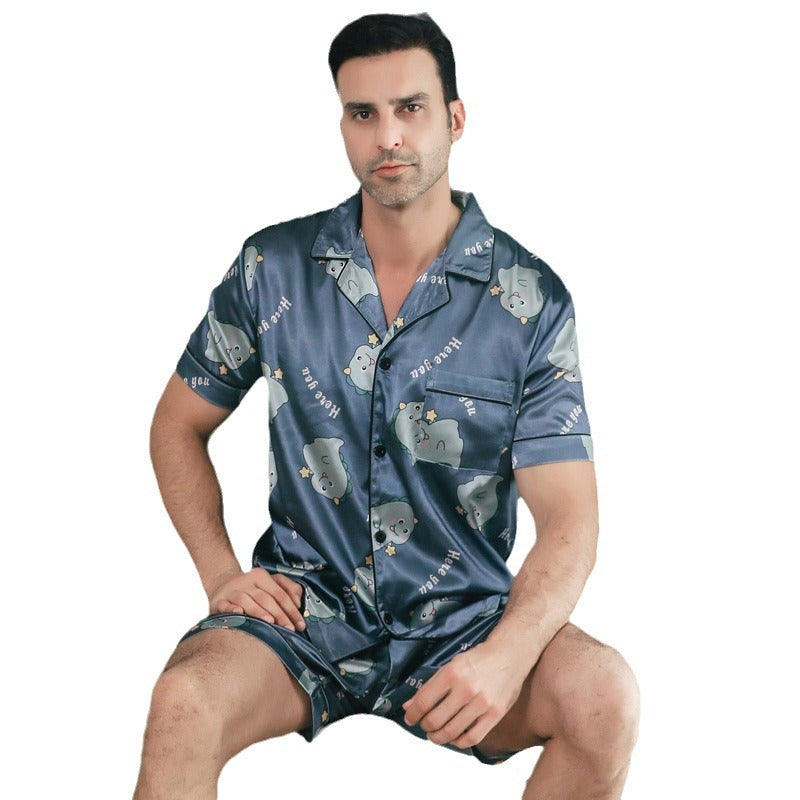 Men's Ice Silk Short-Sleeve Pajamas