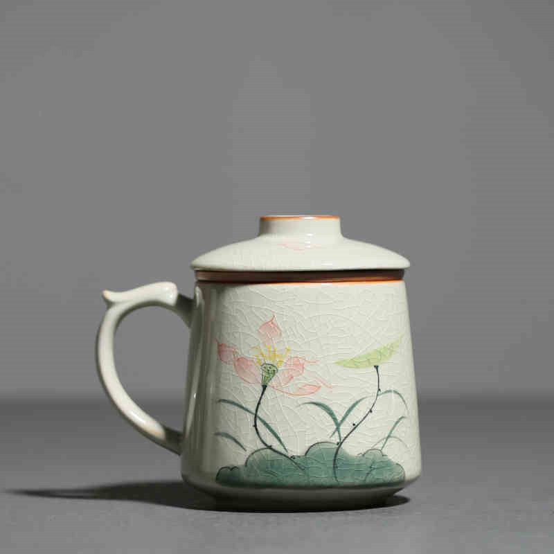 Hand-Painted Lotus Mug