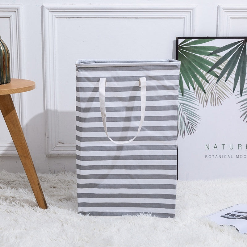 Foldable Striped Laundry Basket