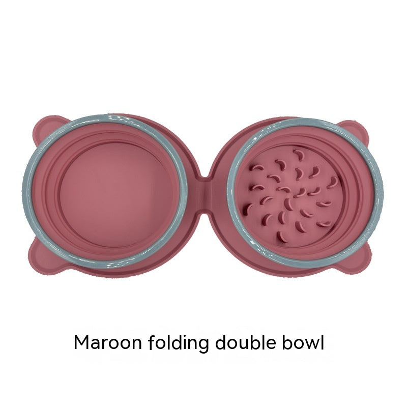 Foldable Silicone Double Pet Bowl