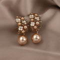 Pearl & Rhinestone Flower Earrings