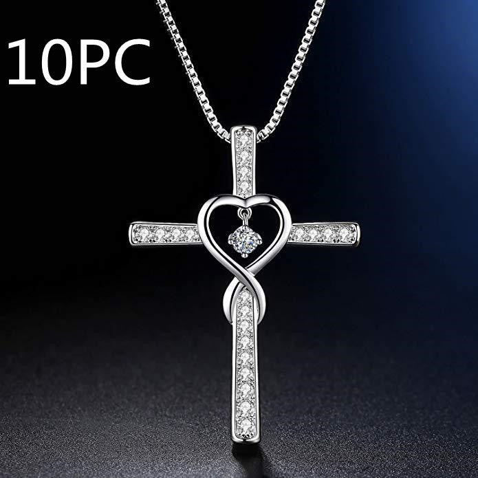 Birthstone Cross Heart Necklace