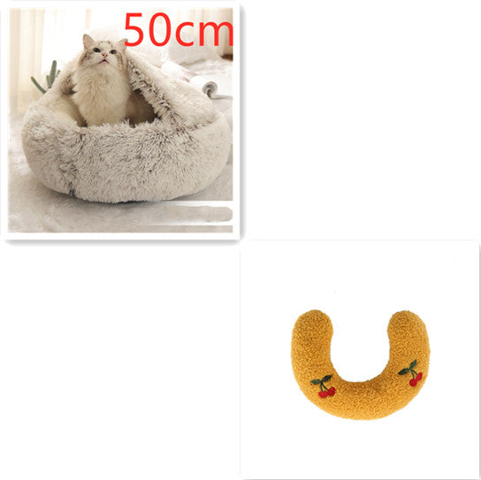 2-in-1 Plush Pet Bed & Cave