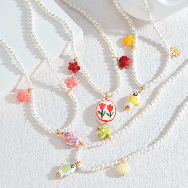 Ceramic Charm Beaded Necklace