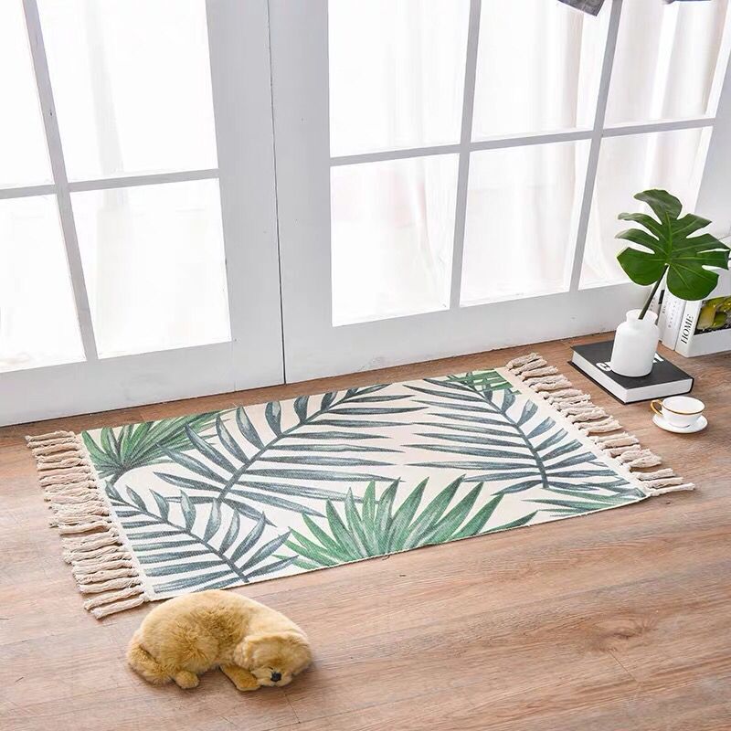 Woven Cotton & Linen Accent Rug