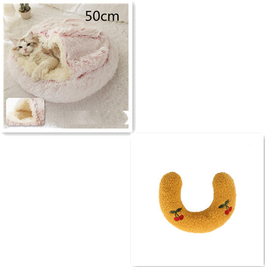 2-in-1 Plush Pet Bed & Cave